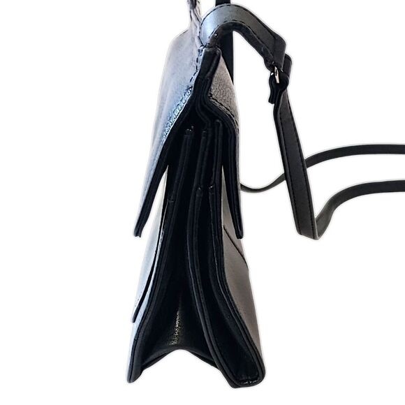 Vtg Fossil Crossbody Pebbled Leather Black Purse Bag Academia Preppy Hippie - Picture 10 of 16